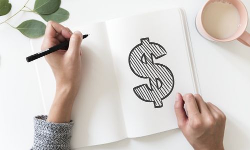Dollar sign in notebook