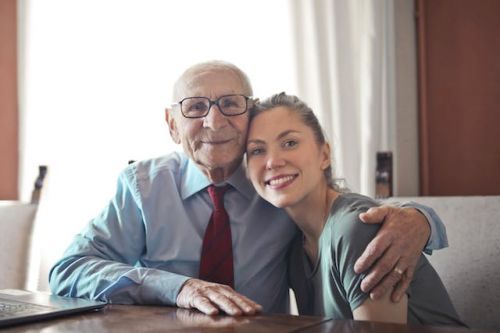 Old man with a young female heir