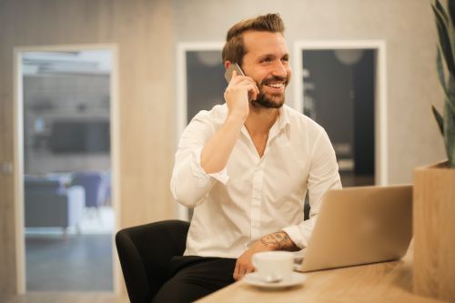 Property manager talking on the phone